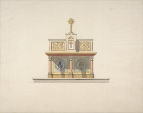 Design for an altar table surmounted by a crucifixion, second half 19th century.