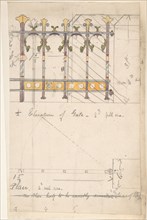 Design for an Iron Gate, Elevation and Plan, ca. 1880.