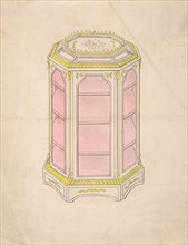 Design for an Octagonal Cabinet with Shelves and a Pink Interior, 19th century.