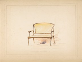 Design for Art Nouveau Loveseat with Caning, 19th century.