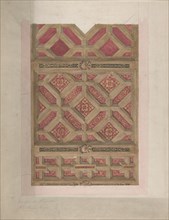 Design for Coffered Ceiling in Red and Gold, second half 19th century.