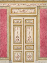 Design for double doors decorated in the rococo style, 1867.