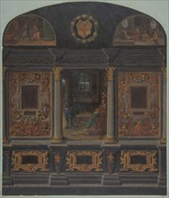 Design for painted wall decoration in the Chateau de Lude, Sarthe, second half 19th century.