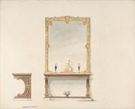 Design for Pier Table and Gold Mirror: Front and Side Elevations, early 19th century.