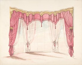 Design for Red Fringed and Tasseled Curtains with a Gold Pelmet, early 19th century.