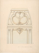 Design for Rococo-style wall and cove ornament in the salon of the Hotel de Luynes, owned by the Duc de Sabran, second half 19th century.