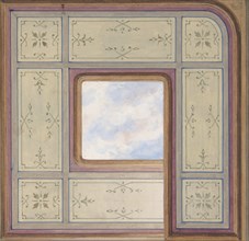 Design for the decoration of a ceiling with a central panel of painted clouds, 1830-97.