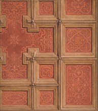 Design for the decoration of a coffered ceiling ornamented with the name "Racine" and entwined letters: DD, second half 19th century.