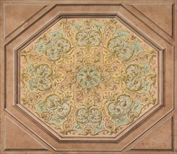 Design for the decoration of a hexagonal ceiling with rinceaux, 1830-97.