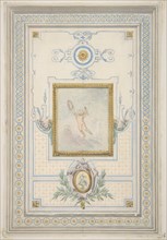 Design for the painted decoration of a ceiling with the monogram: AS, 1830-97.