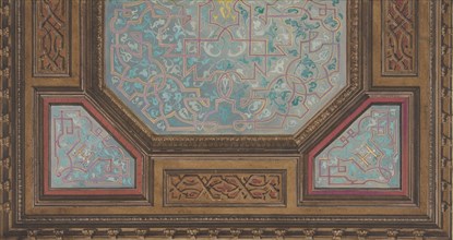 Design for the painted decoration of a coffered ceiling with the monogram: H, 1830-97.