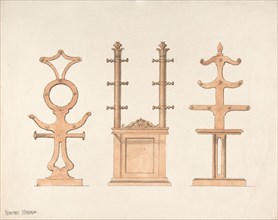 Design for Three Hat or Coat Racks, early 19th century.
