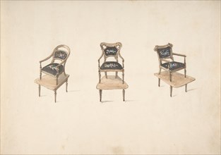 Design for Three Small Elevated Armchairs, early 19th century.