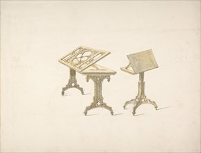 Design for Two Bookstands on Casters, early 19th century.