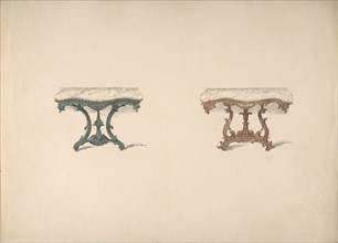 Design for Two Marble Topped Tables with Carved Legs, early 19th century.