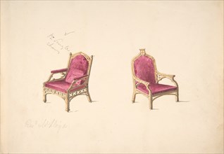 Design for Two Medieval Style Armchairs for "Rev. W. Lloyd", early 19th century.