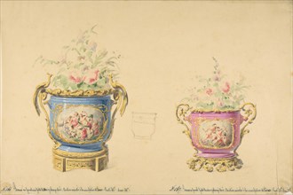 Design for Two Sèvres Porcelain Flower Pots, 19th century.