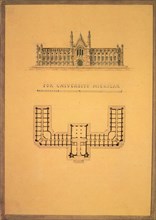 Design for University of Michigan (elevation and plan), ca. 1838-39.