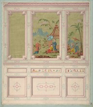 Design for wall panels decorated with Chinoiserie scenes, second half 19th century.