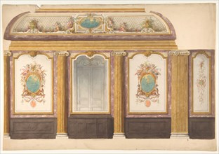 Design for wall panels with putti and flower garlands, second half 19th century.