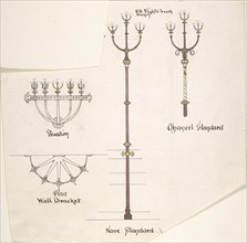 Designs for Church Lights: Wall Bracket, Nave Standard, Chancel Standard, ca. 1880.