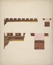 Designs for the painted decoration of ceiling timbers monogrammed "PB", second half 19th century.