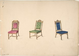Designs for Three Chairs with Turned Legs and Backs, early 19th century.
