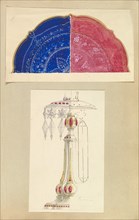 Designs for Two Decorated Plates and a Candleholder with Cut Glass Drops, 1845-55.