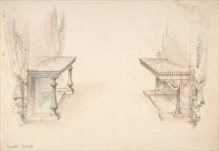 Designs for Two Marble Pier Tables with Draperies, early 19th century.