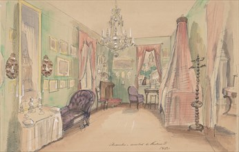 Drawing of an Interior: Bedroom, 1857.