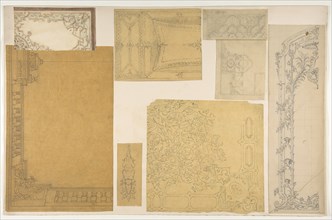 Eight designs of the ornamentation of ceilings and walls, probably for the Duc de Mouchy, second half 19th century.