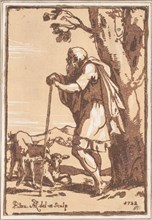 Elderly Shepherd Leaning on a Staff, 1722.