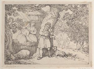 Fiddler, Sailor, Two Women and a Pig by a Cottage, 1816.