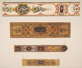 Four designs for painted borders to decorate a room, 19th century.