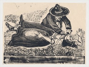 Francisco Guerrero, the waistcoat maker and cut throat, murdering a woman, ca. 1905-1910.