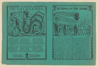 Front and back covers of a phamplet relating to a story 'The thieves and the National Valley' with illustration of indigenous men and women are being herded by men in military uniforms towards a train...