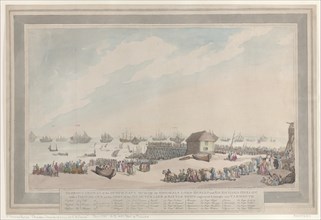 Glorious Defeat of the Dutch Navy, Oct. 10, 1797, by Admirals Lord Duncan and Sir Richard Onslow with a View Drawn on the Spot of the Six Dutch Line of Battle Ships captured and brought into Yarmouth,...