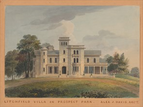 Grace Hill for Edwin C. Litchfield, Brooklyn, New York (front elevation), 1854.