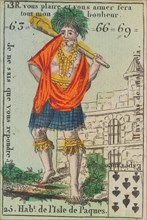 Hab.t de l'Isle de Paques from Playing Cards (for Quartets) 'Costumes des Peuples Étrangers', 1700-1799.