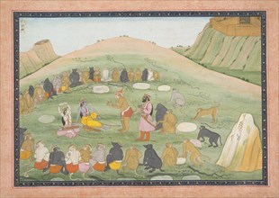 Hanuman Revives Rama and Lakshmana with Medicinal Herbs: Illustrated folio from a dispersed Ramayana series, ca. 1790.