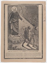 Indulgence with an image of St Peter watching over two pilgrims, ca. 1900-1910.