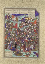 Kai Khusrau Defeats the Army of Makran, Folio 376v from the Shahnama (Book of Kings) of Shah Tahmasp, ca. 1525-30.