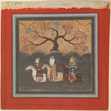 Kai Khusrau, Farangis and Giv Crossing the River Jihun (Oxus), Folio from a Shahnama (Book of Kings), mid-15th century.