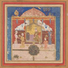 Khusrau Parviz before his Father Hurmuzd (?), Folio from a Shahnama (Book of Kings), ca. 1430-40.