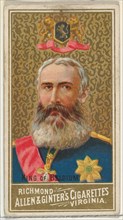 King of Belgium, from World's Sovereigns series (N34) for Allen & Ginter Cigarettes, 1889.