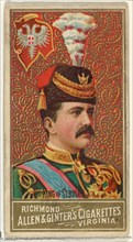 King of Servia, from World's Sovereigns series (N34) for Allen & Ginter Cigarettes, 1889.