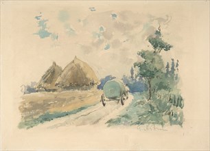 Landscape with Wagon and Haystacks, ca. 1869-70.