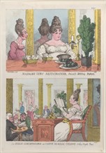 Madame Very Restauranteur, Palais Royal Paris and La Belle Liminaudiere au Caffee De Mille Collone, Palais Royale Paris, 1814.