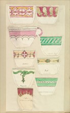 Nine Designs for Decorated Cups, 1845-55.