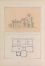 North Front and Second Floor Plan of John Munn House, Utica, New York, 1854.